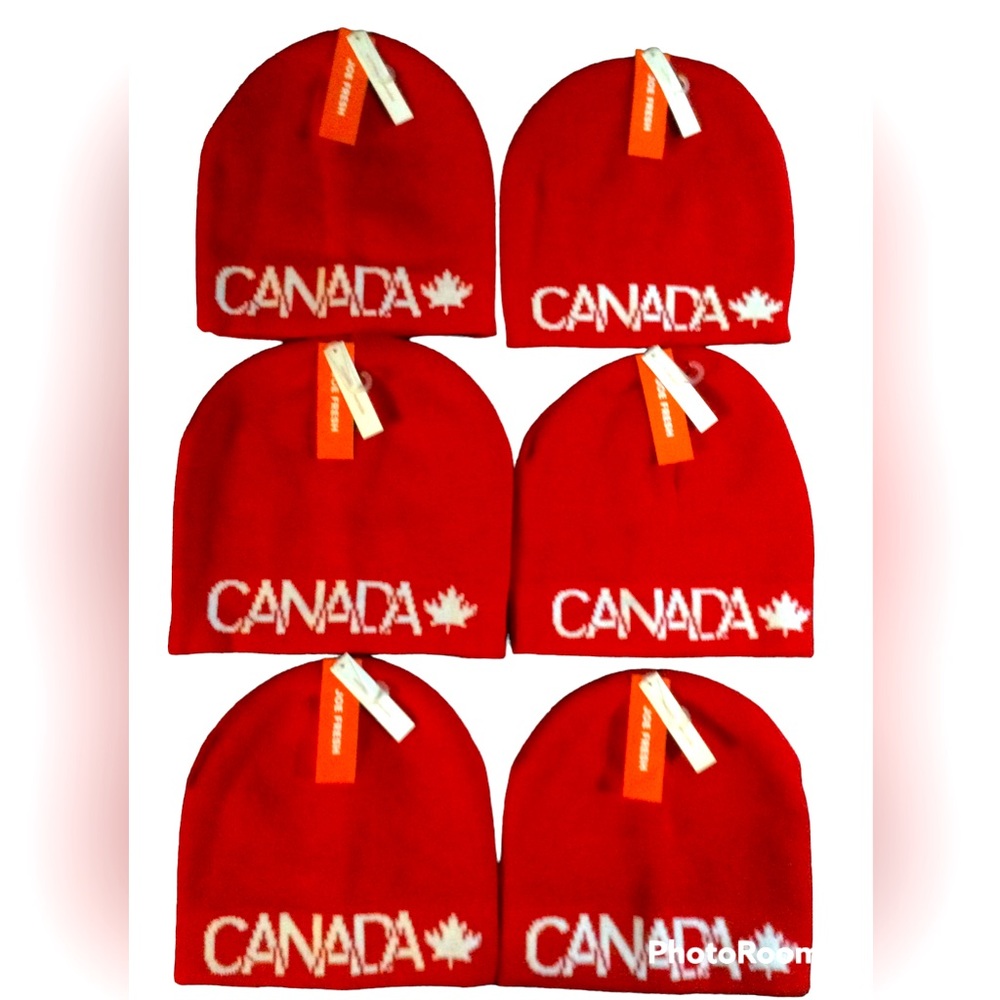 ✅ X6 BRAND NEW WITH TAG Canada Maple Leaf Red Reversible Winter Hat/Toques/Tuque